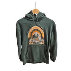 Obsessive Love Mount Whitney Sierra Nevada Green Graphic Hoodie Sweatshirt Med
